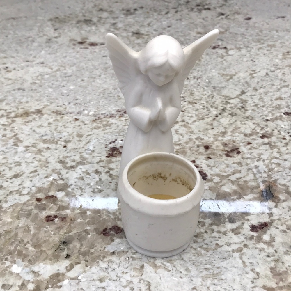White Praying Angel Candle Votive Holder